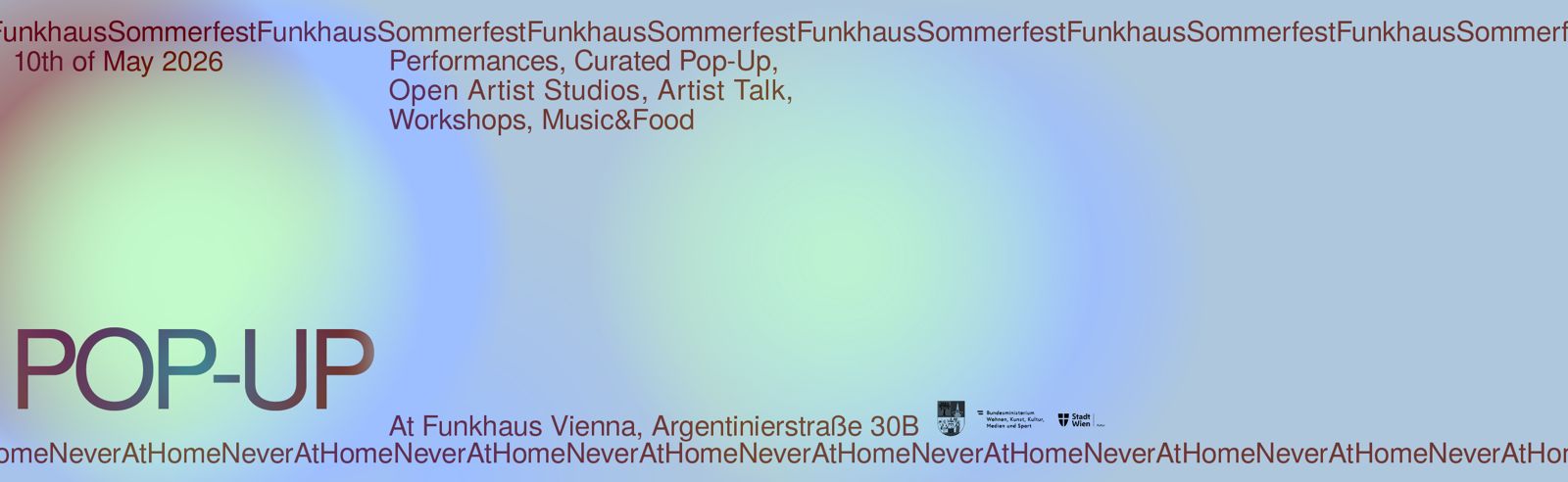 NeverAtHome Sommerfest 2026 am 10. May 2026 @ Funkhaus Wien.
