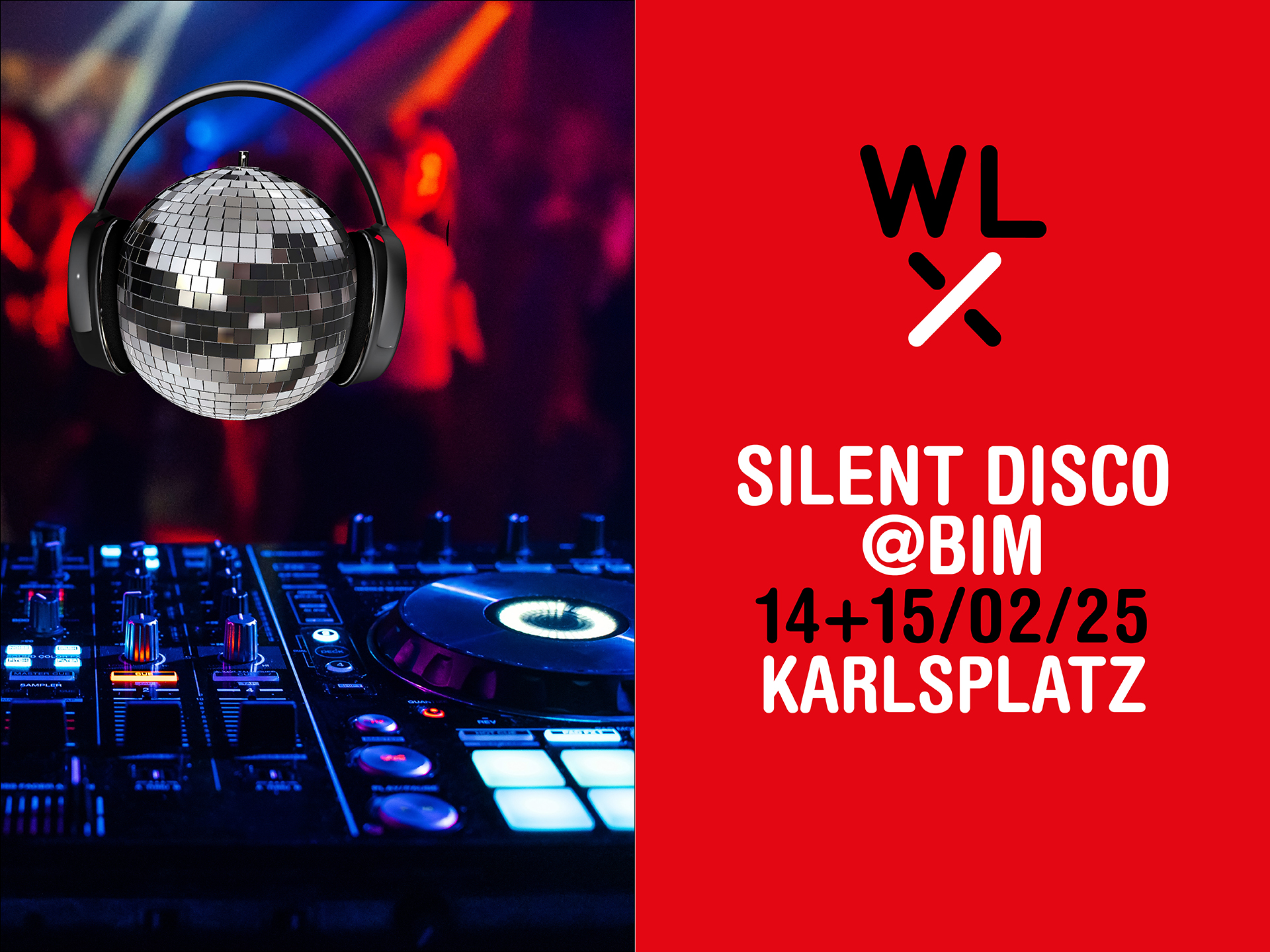 WLx Silent Disco am Valentinstag am 14. February 2025 @ Karlsplatz. WLx Silent Disco am Valentinstag am 14. February 2025 @ Karlsplatz.