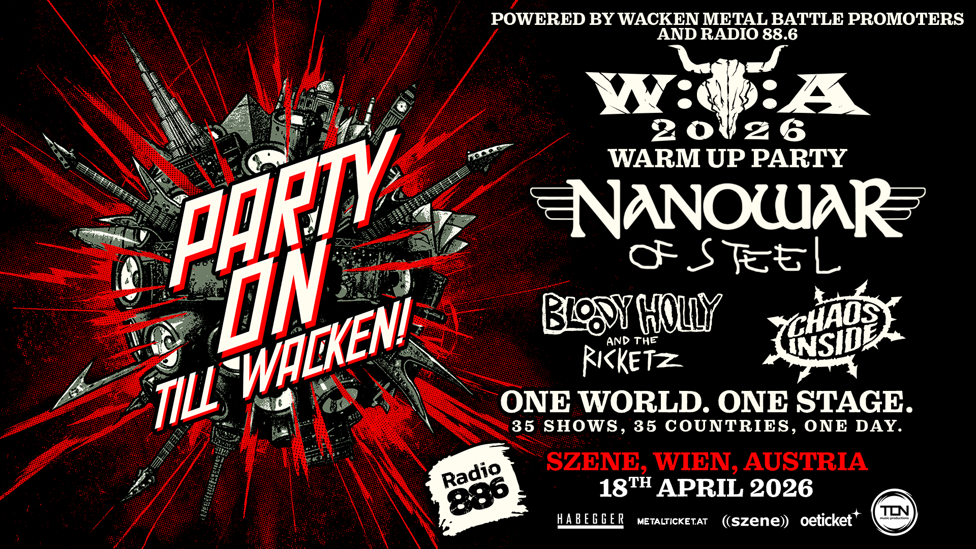 W:O:A 2026 - Warm Up Party AUSTRIA am 18. April 2026 @ Szene Wien.
