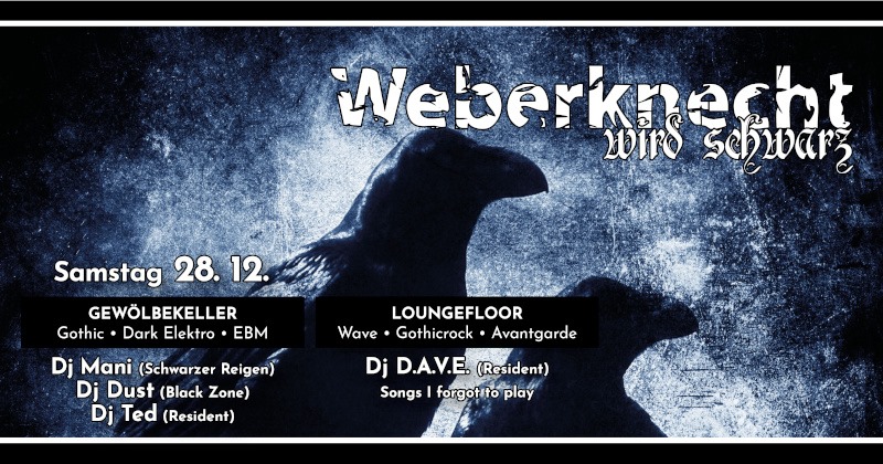 Weberknecht wird schwarz am 28. December 2019 @ Weberknecht. Weberknecht wird schwarz am 28. December 2019 @ Weberknecht.