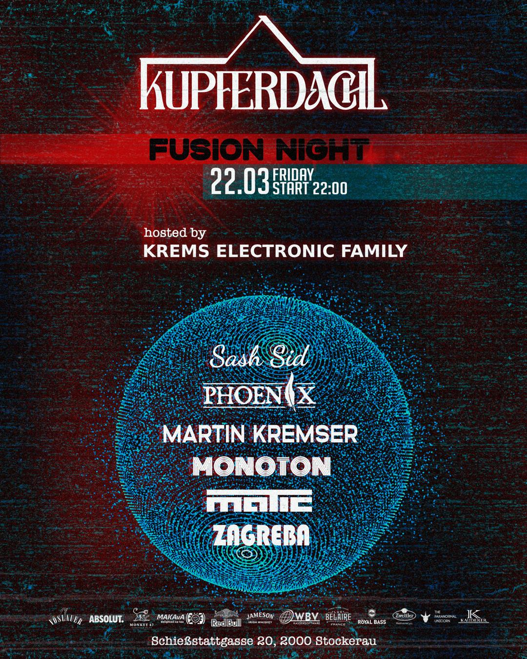 Fusion Night am 22. March 2024 @ Kupferdachl. Fusion Night am 22. March 2024 @ Kupferdachl.
