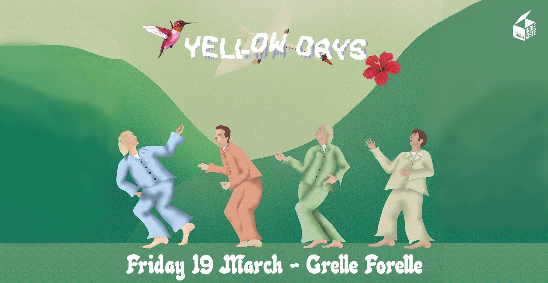 Yellow Days am 19. March 2021 @ Grelle Forelle. Yellow Days am 19. March 2021 @ Grelle Forelle.