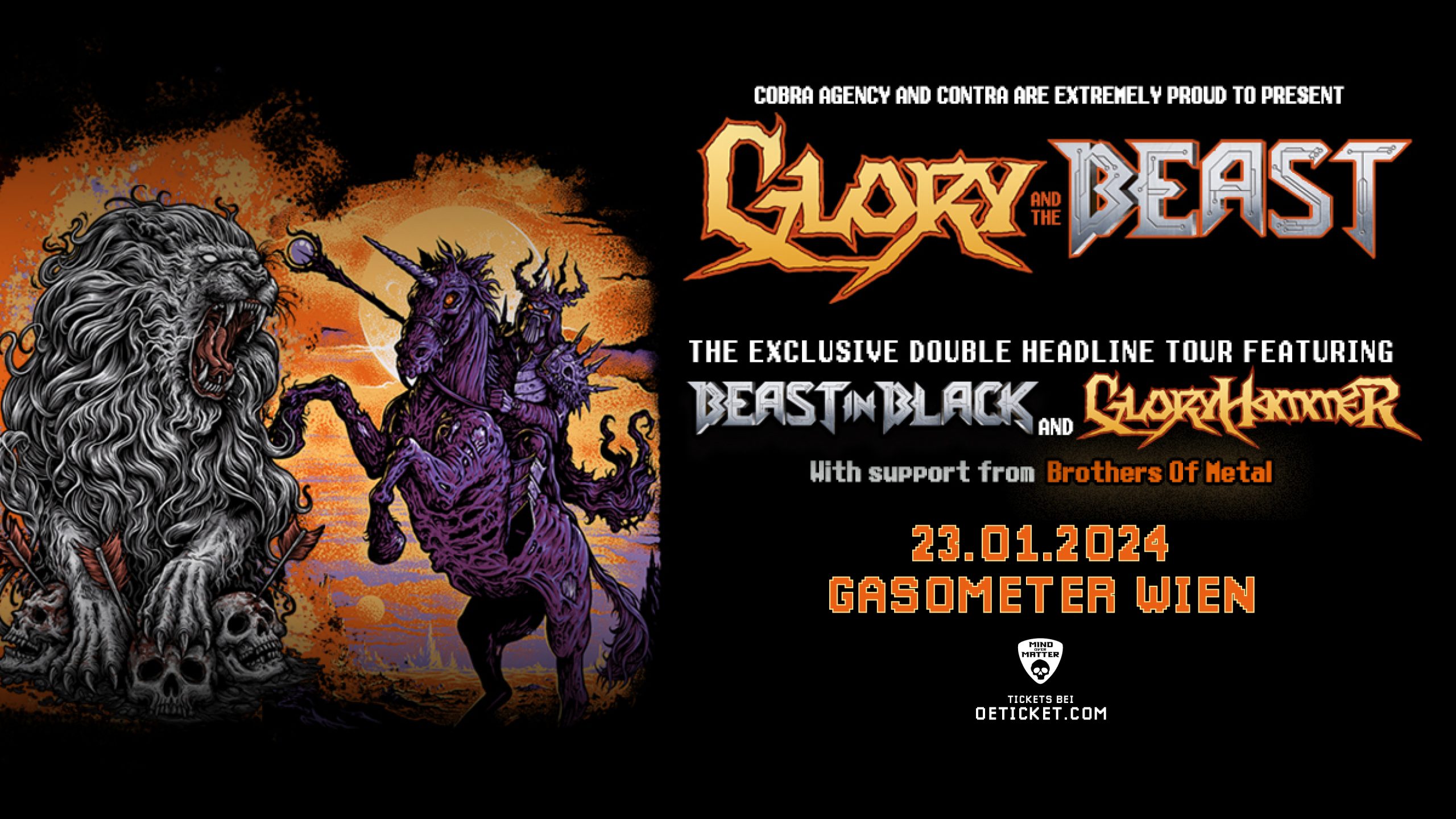 BEAST IN BLACK & GLORYHAMMER am 23. January 2024 @ Raiffeisen Halle (früher: Planet.tt Gasometer).