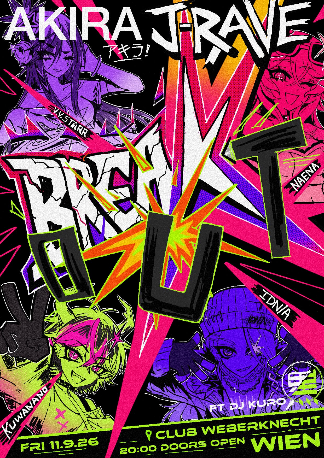 Akira J-Rave: BREAKOUT am 11. September 2026 @ Weberknecht.