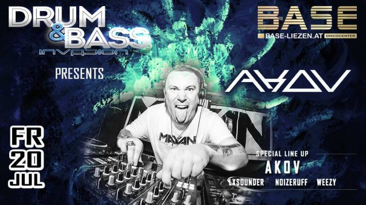 Drum & Bass Invasion presents ✇ AKOV ✇ am 20. July 2018 @ Base Liezen. Drum & Bass Invasion presents ✇ AKOV ✇ am 20. July 2018 @ Base Liezen.