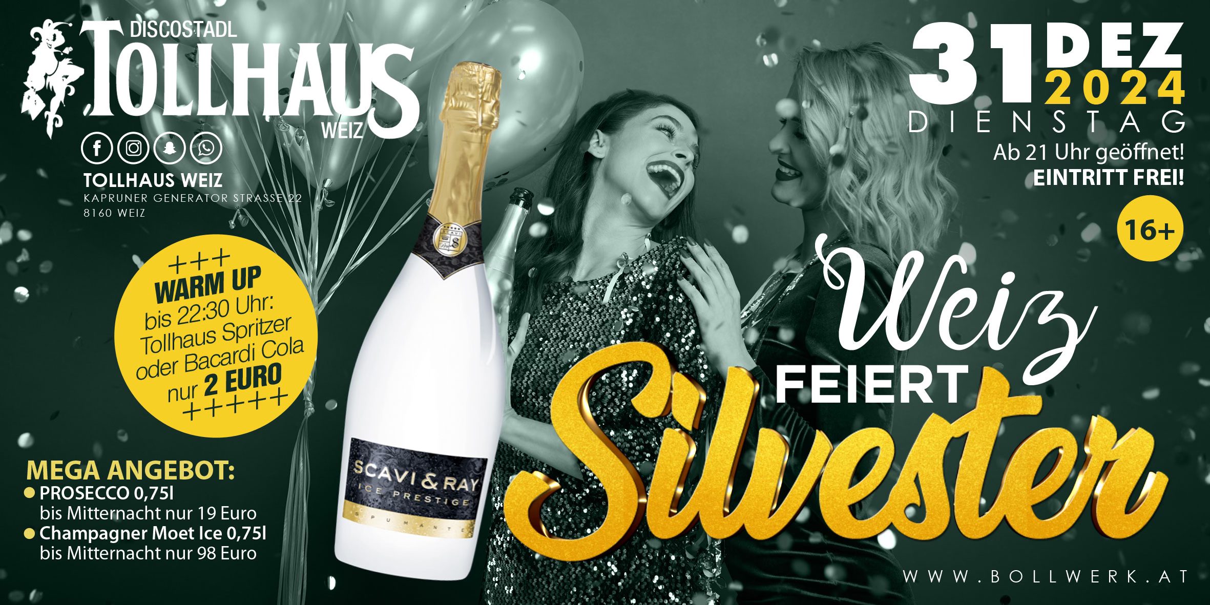 Weiz feiert Silvester am 31. December 2024 @ Tollhaus Weiz. Weiz feiert Silvester am 31. December 2024 @ Tollhaus Weiz.