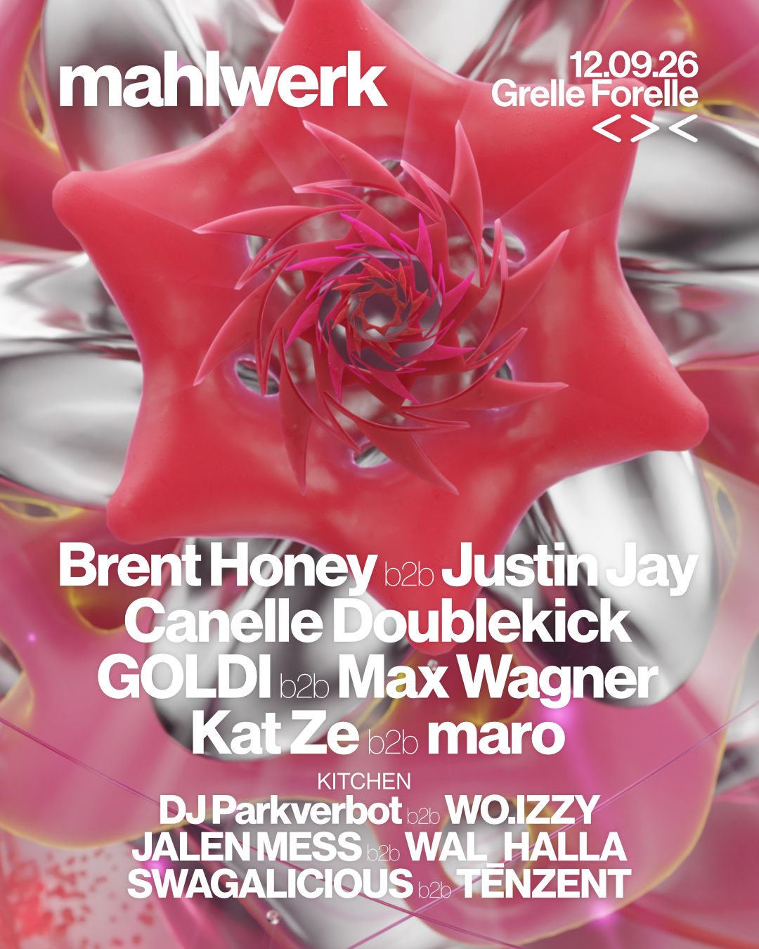 MAHLWERK w/ Justin Jay, Brent Honey & Canelle Doublekick am 12. September 2026 @ Grelle Forelle.