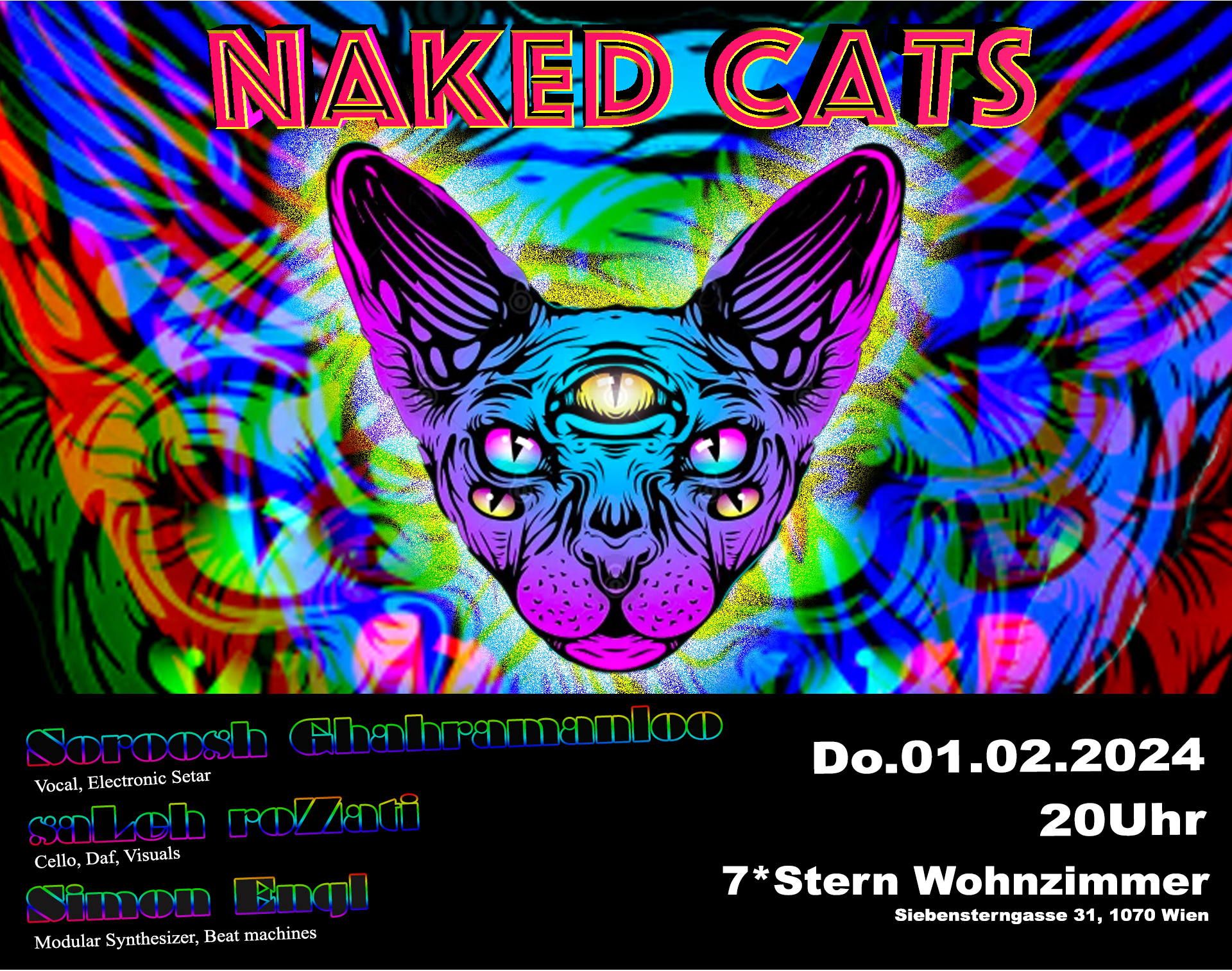 Naked Cats am 1. February 2024 @ Café 7*Stern. Naked Cats am 1. February 2024 @ Café 7*Stern.