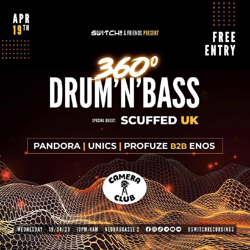 360` Drum'n'Bass am 19. April 2023 @ Camera Club. 360` Drum'n'Bass am 19. April 2023 @ Camera Club.