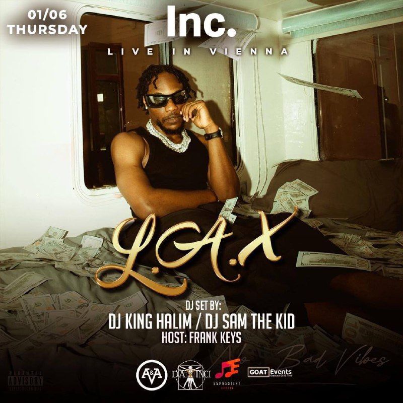 L.A.X live in Wien: Afrobeats-Highlight im Inc Club am 1. June 2023 @ Inc.. L.A.X live in Wien: Afrobeats-Highlight im Inc Club am 1. June 2023 @ Inc..