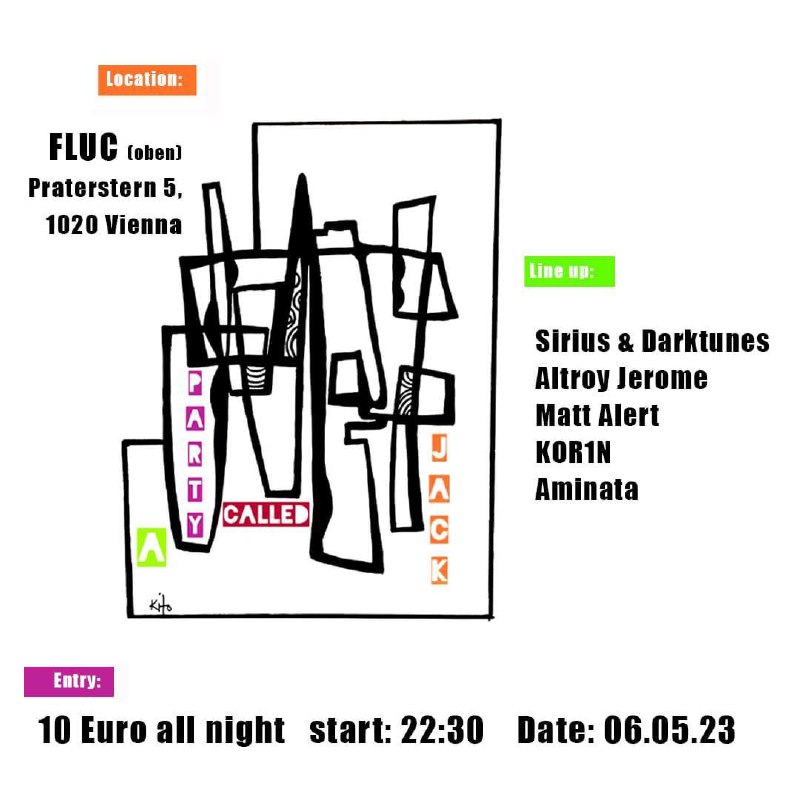 A party called JACK @FLUC (oben) Il 06.05.23 // start: 22:00 // 10 Euro all ni. am 6. May 2023 @ Fluc. A party called JACK @FLUC (oben) Il 06.05.23 // start: 22:00 // 10 Euro all ni. am 6. May 2023 @ Fluc.