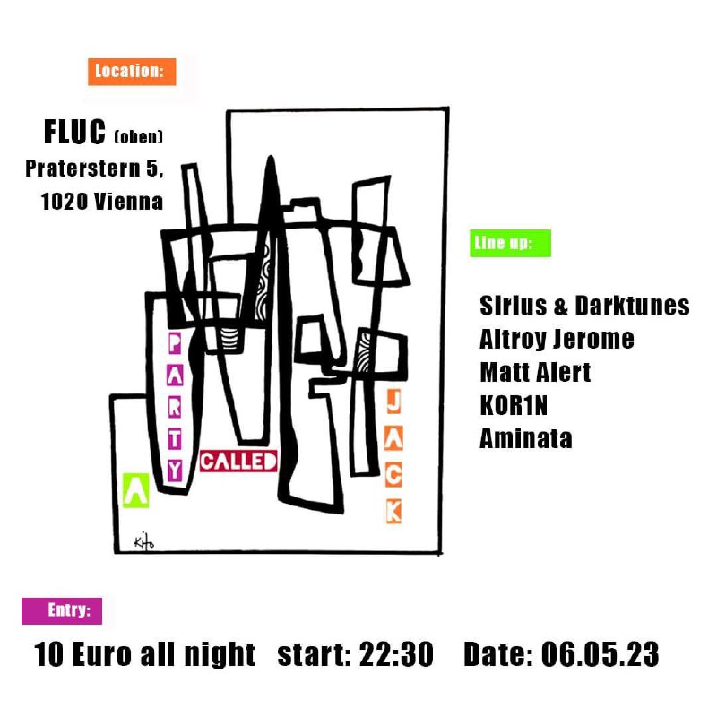 A party called JACK @FLUC (oben) Il 06.05.23 // start: 22:00 // 10 Euro all ni. am 6. May 2023 @ Flucc.