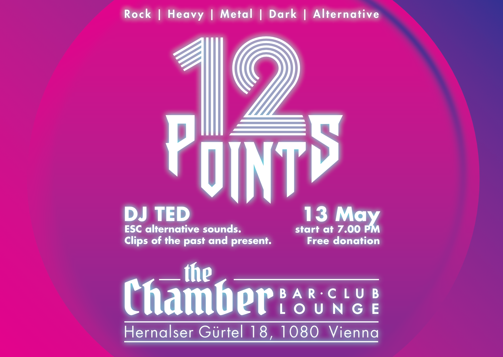 12 Points - ESC alternative sounds. am 13. May 2026 @ the Chamber – Bar | Club | Lounge.