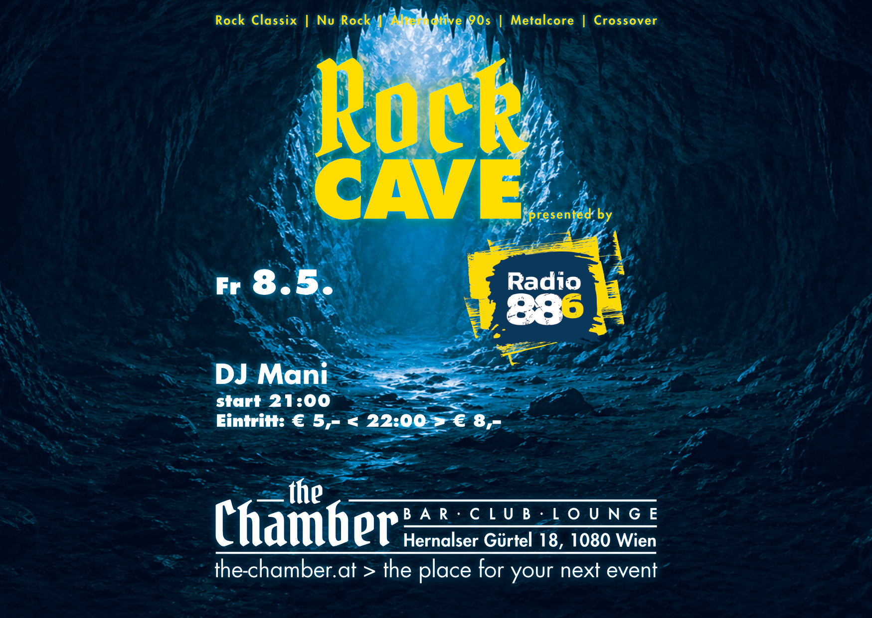 Rock Cave am 8. May 2026 @ the Chamber – Bar | Club | Lounge.