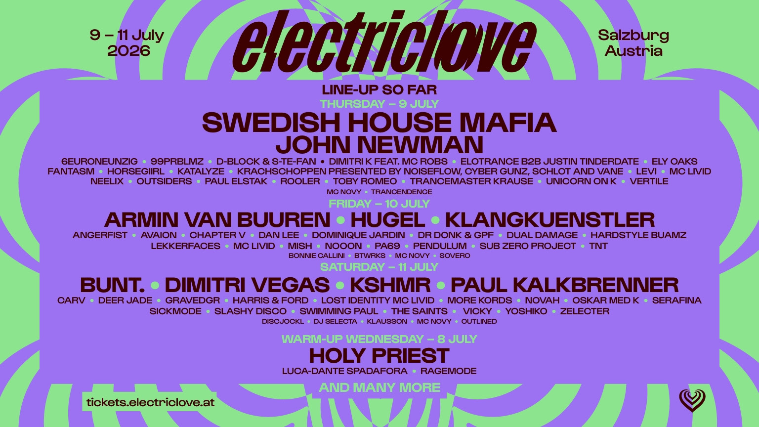 Electric Love Festival 2026 am 9. July 2026 @ Salzburgring.