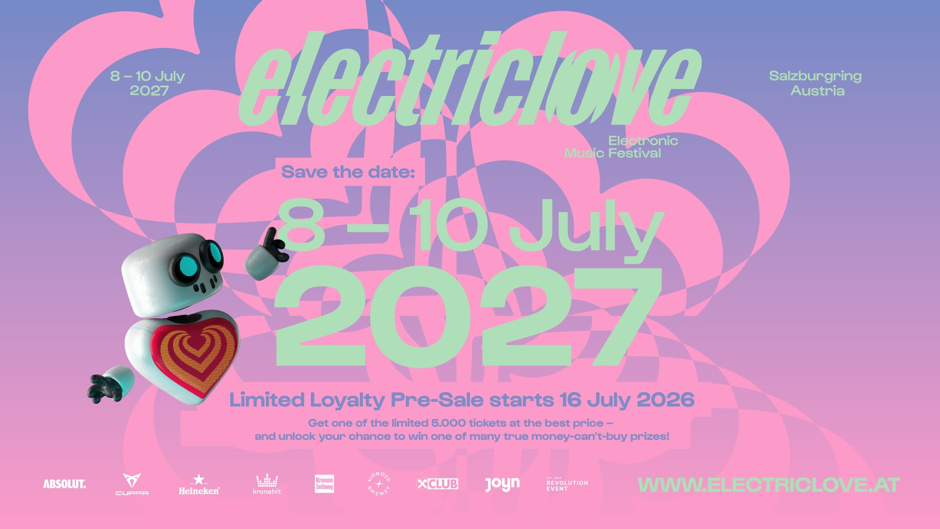 Electric Love Festival 2027 am 8. July 2027 @ Salzburgring.