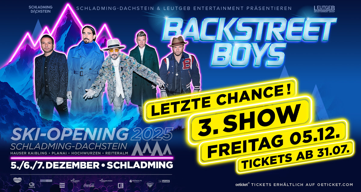 Backstreet Boys - Zusatzshow am 5. December 2025 @ Planai Stadion. Backstreet Boys - Zusatzshow am 5. December 2025 @ Planai Stadion.