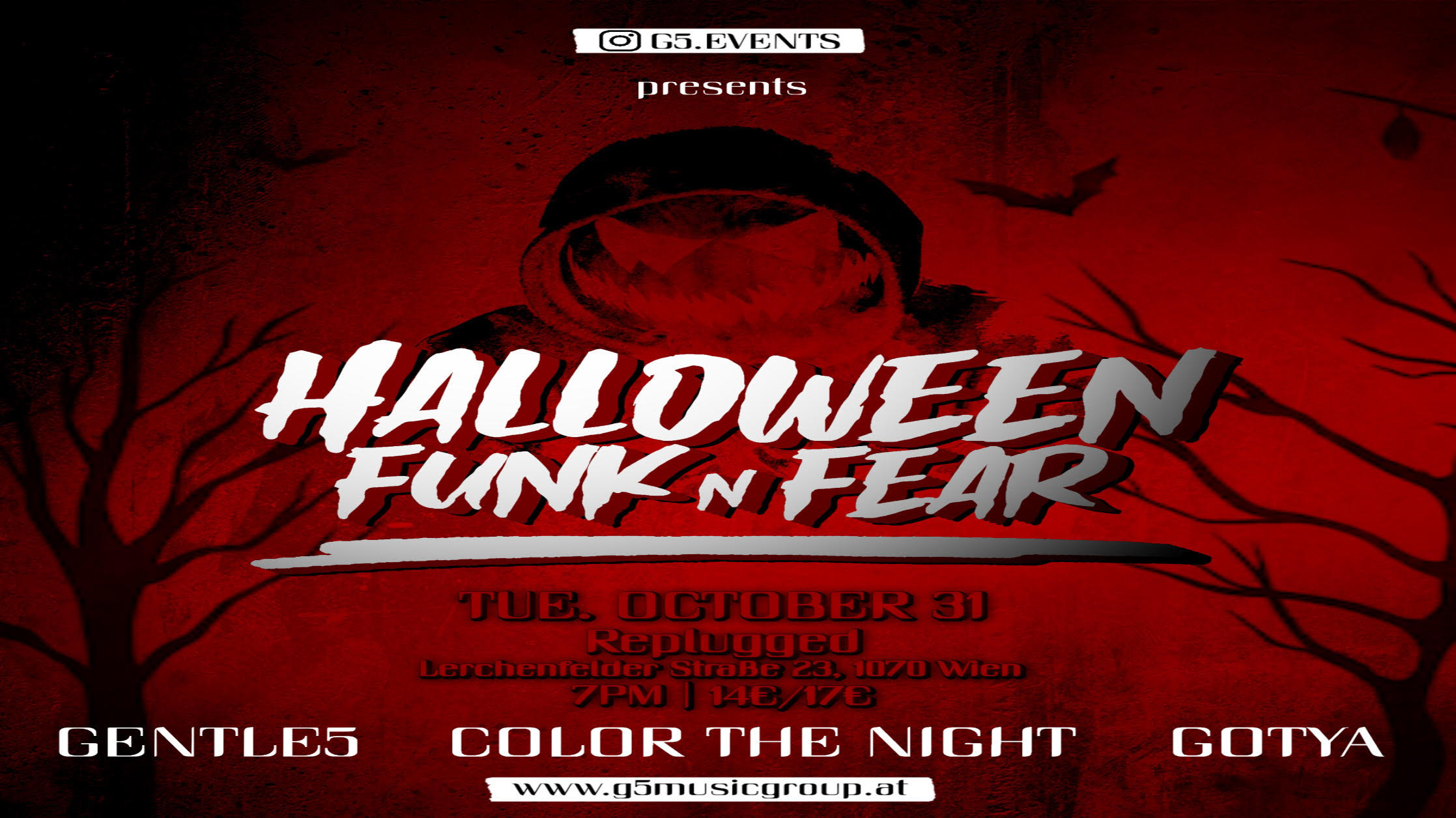 GOTYA / COLOR THE NIGHT / GENTLE 5: Halloween Funk_n_Fear am 31. October 2023 @ Replugged. GOTYA / COLOR THE NIGHT / GENTLE 5: Halloween Funk_n_Fear am 31. October 2023 @ Replugged.
