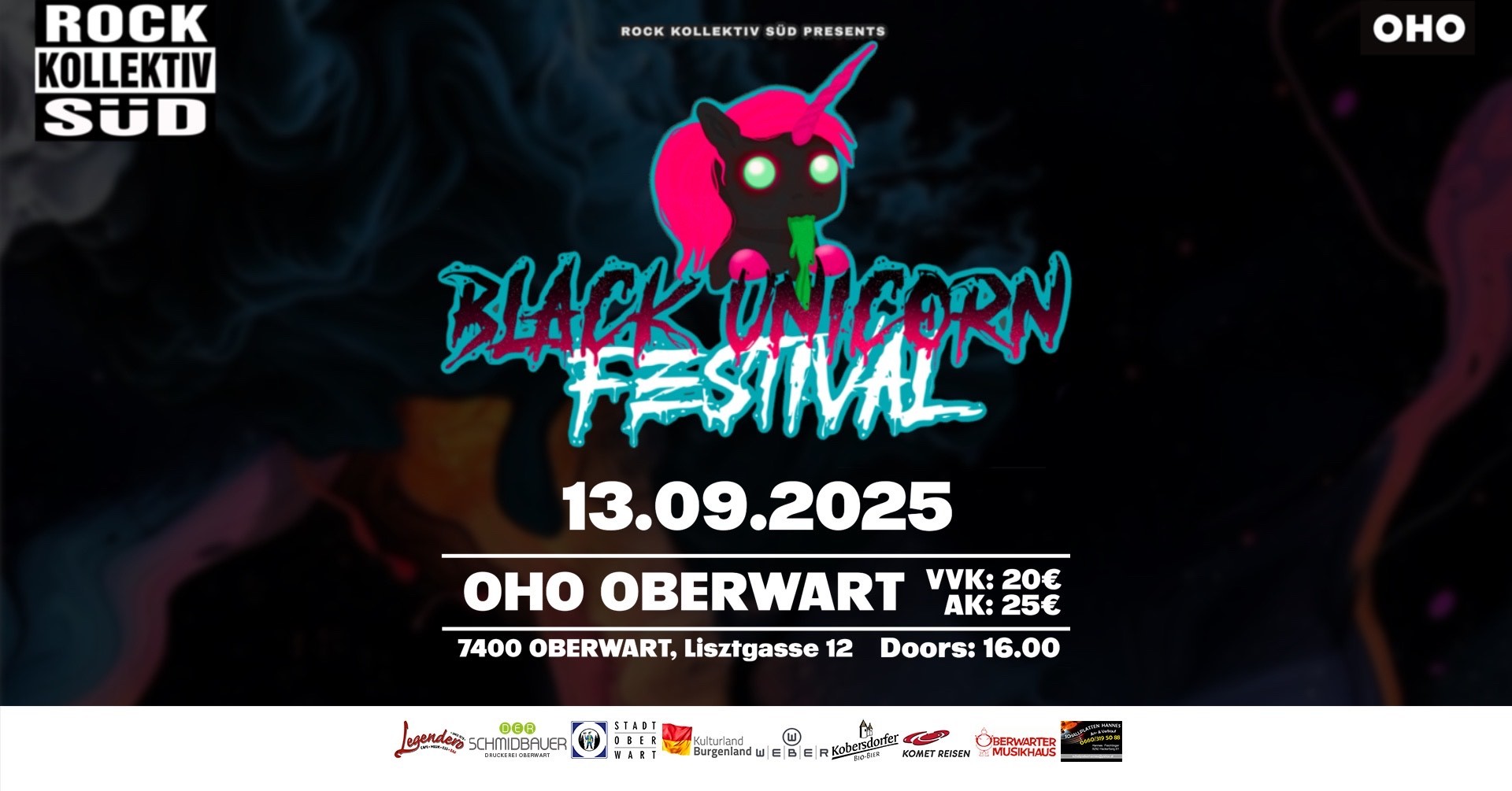 Black Unicorn Festival 2025 am 13. September 2025 @ Offenes Haus Oberwart. Black Unicorn Festival 2025 am 13. September 2025 @ Offenes Haus Oberwart.