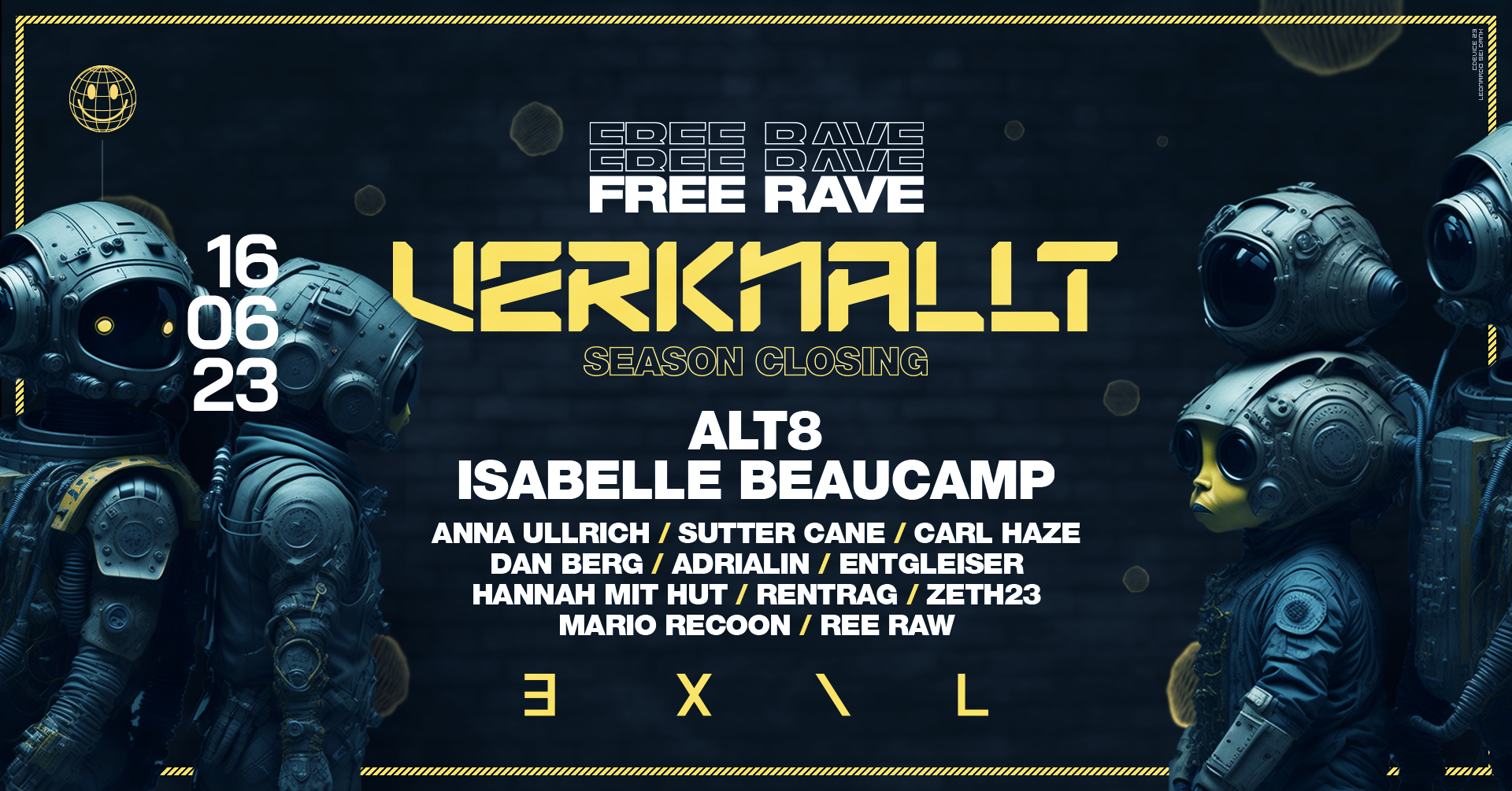 VERKNALLT - FREE RAVE am 16. June 2023 @ EXIL Club.