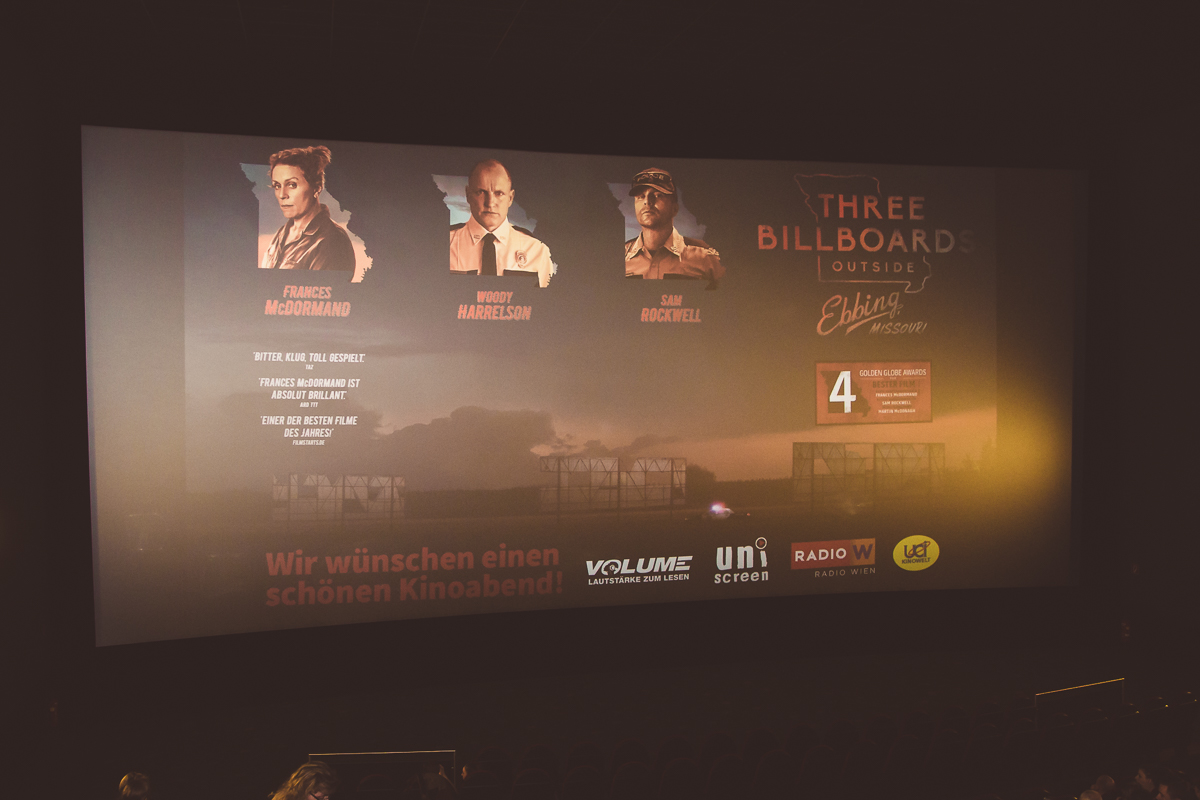 Volume Filmpremiere: Three Billboards Outside Ebbing, Missouri @ UCI Millennium City Wien