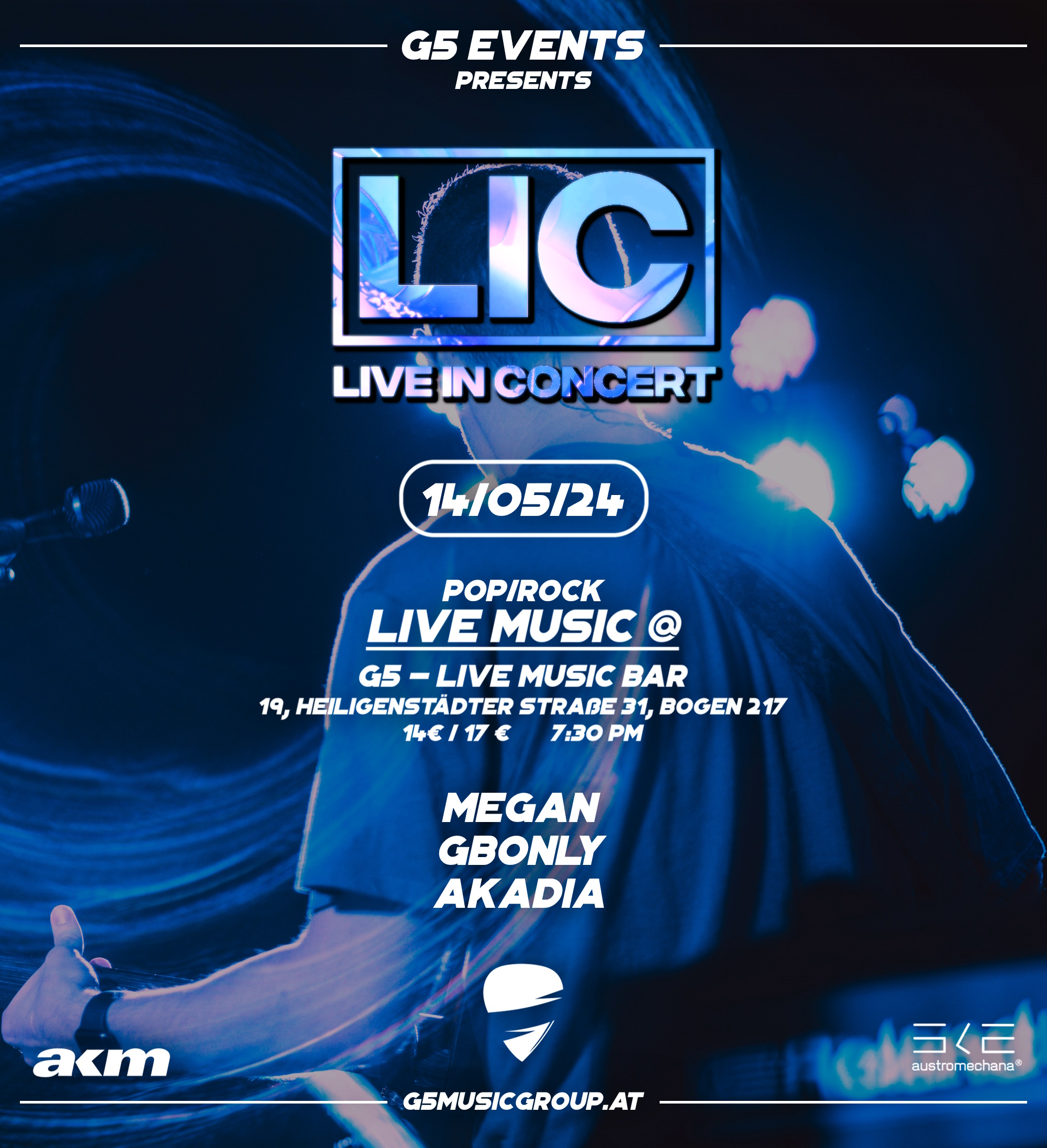 LIC - Live in Concert am 14. May 2024 @ G5 Live-Music-Bar. LIC - Live in Concert am 14. May 2024 @ G5 Live-Music-Bar.
