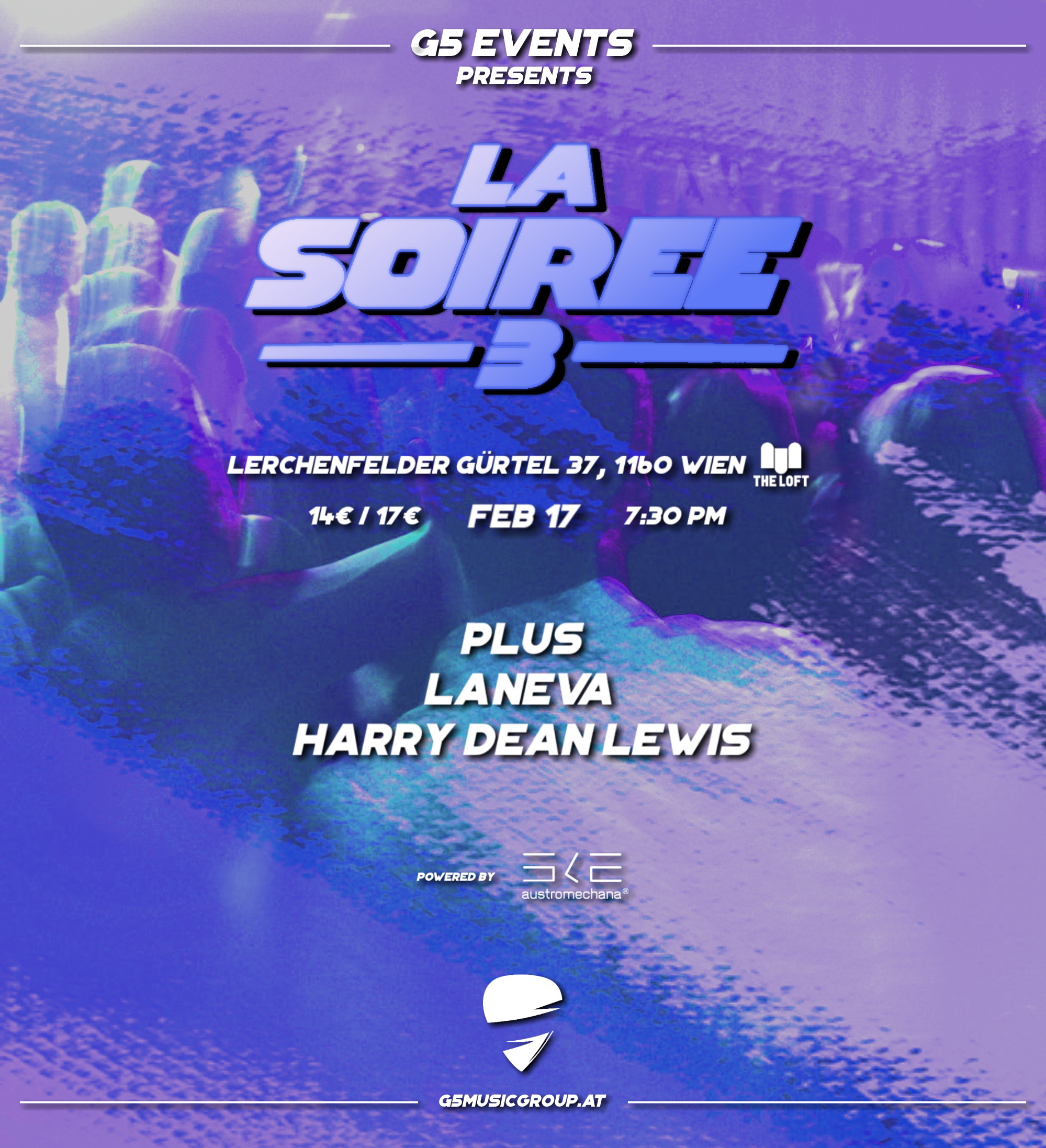 G5 presents: La Soiree 3 am 17. February 2024 @ The Loft. G5 presents: La Soiree 3 am 17. February 2024 @ The Loft.