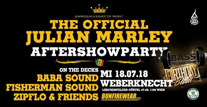 Julian Marley Aftershowparty am 18. July 2018 @ Weberknecht. Julian Marley Aftershowparty am 18. July 2018 @ Weberknecht.