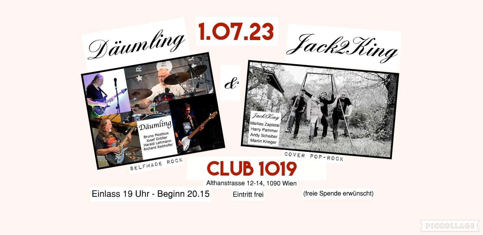 Däumling + Jack2King am 1. July 2023 @ 1019 Jazzclub. Däumling + Jack2King am 1. July 2023 @ 1019 Jazzclub.