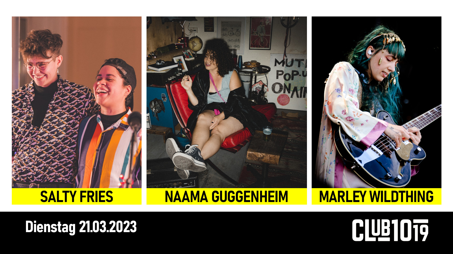 Naama Guggenheim (ISR) + Marley Wildthing + Salty Fries am 21. March 2023 @ 1019 Jazzclub. Naama Guggenheim (ISR) + Marley Wildthing + Salty Fries am 21. March 2023 @ 1019 Jazzclub.