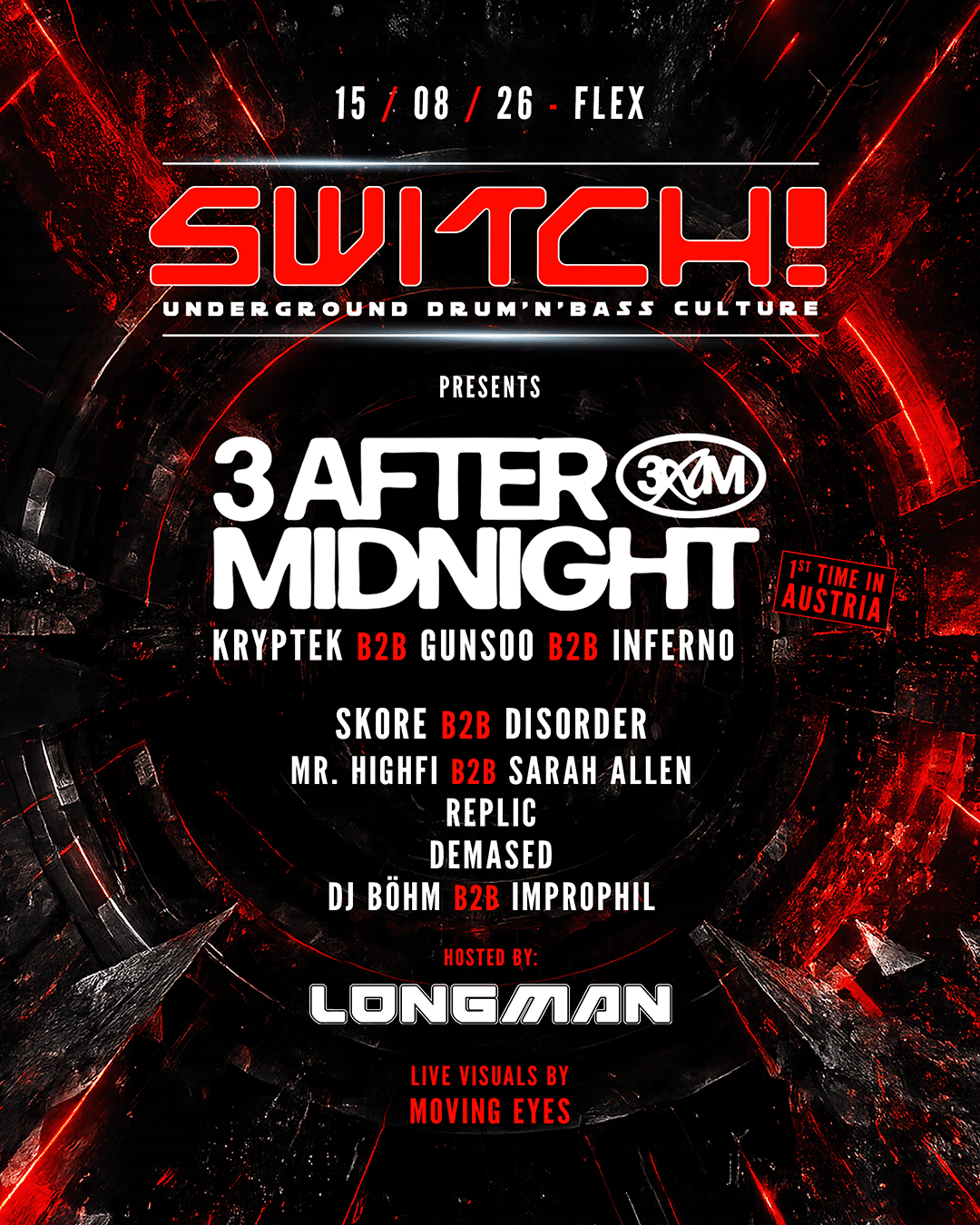 Switch! presents 3 After Midnight am 15. August 2026 @ Flex.