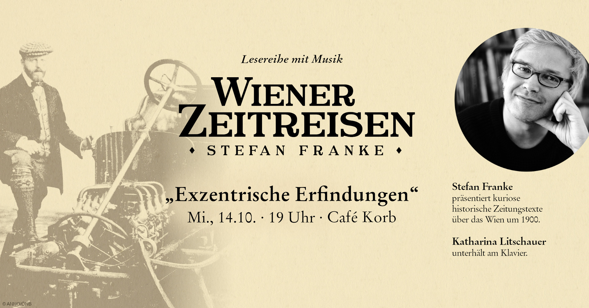 Wiener Zeitreisen „Exzentrische Erfindungen“ am 14. October 2026 @ Café Korb.