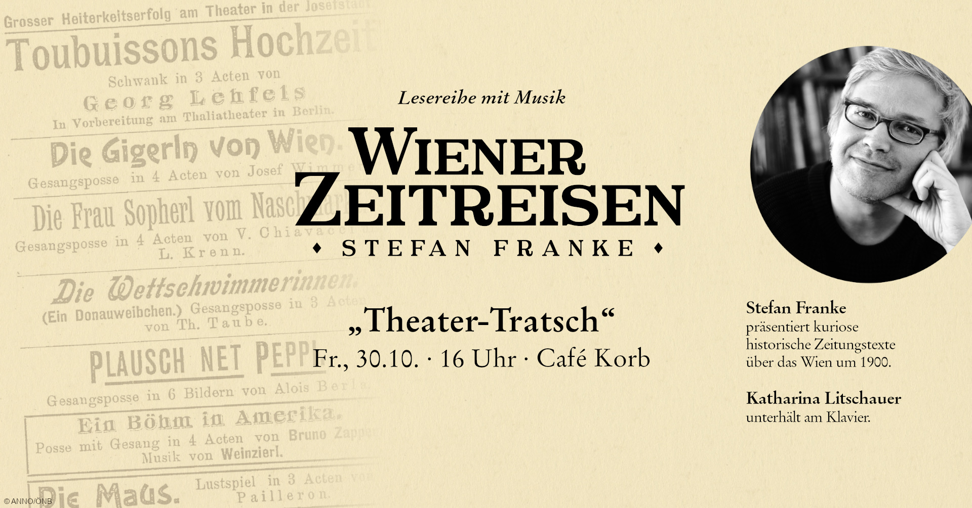 Wiener Zeitreisen „Theater-Tratsch“ am 30. October 2026 @ Café Korb.