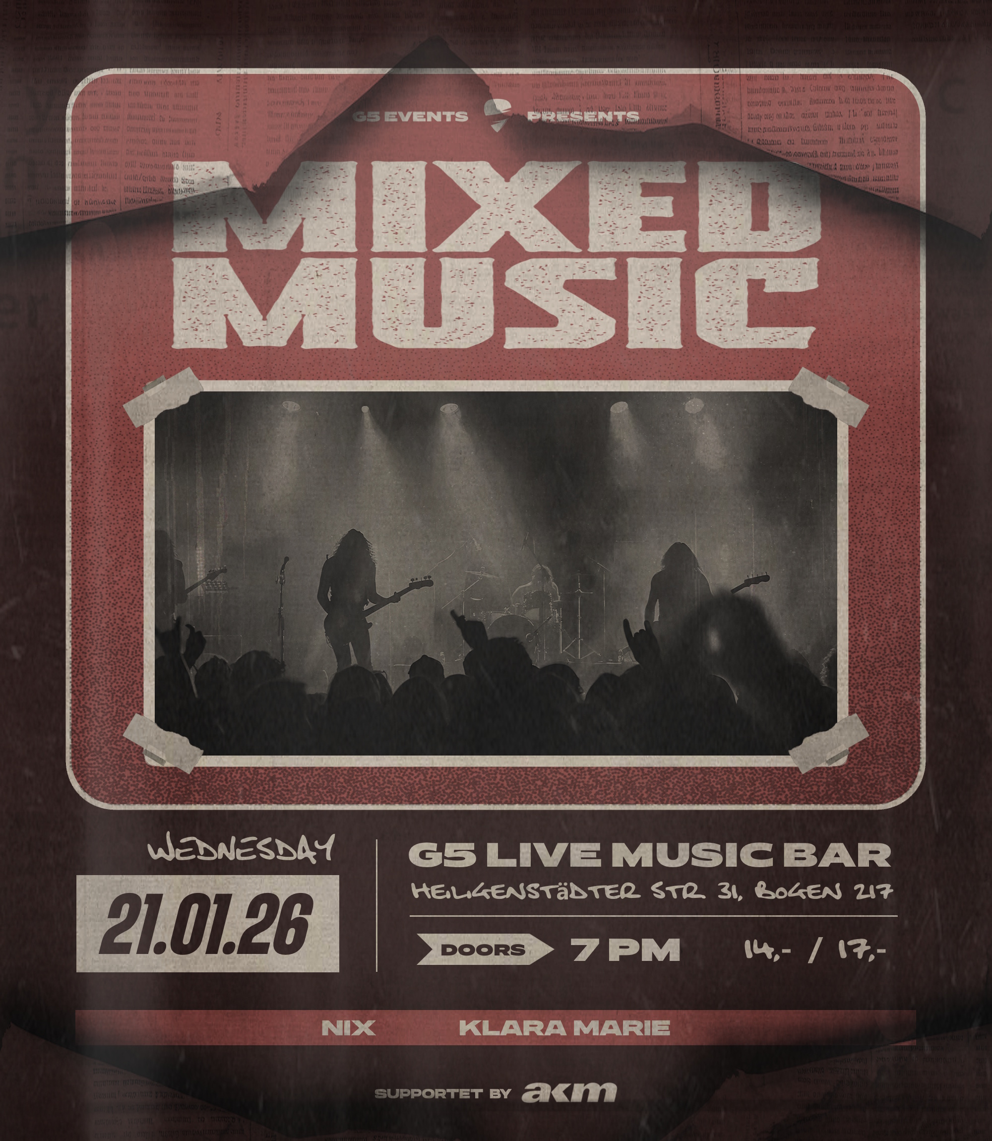 Mixed Music Night am 21. January 2026 @ G5 Live-Music-Bar.
