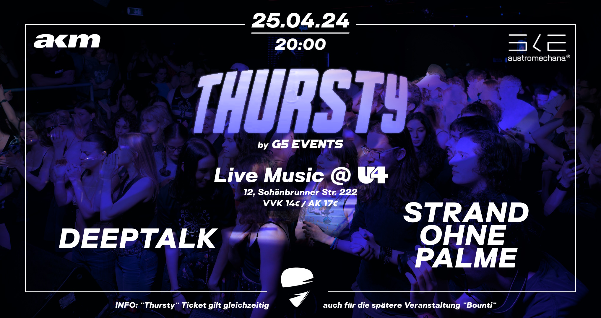 Thursty am 25. April 2024 @ U4. Thursty am 25. April 2024 @ U4.