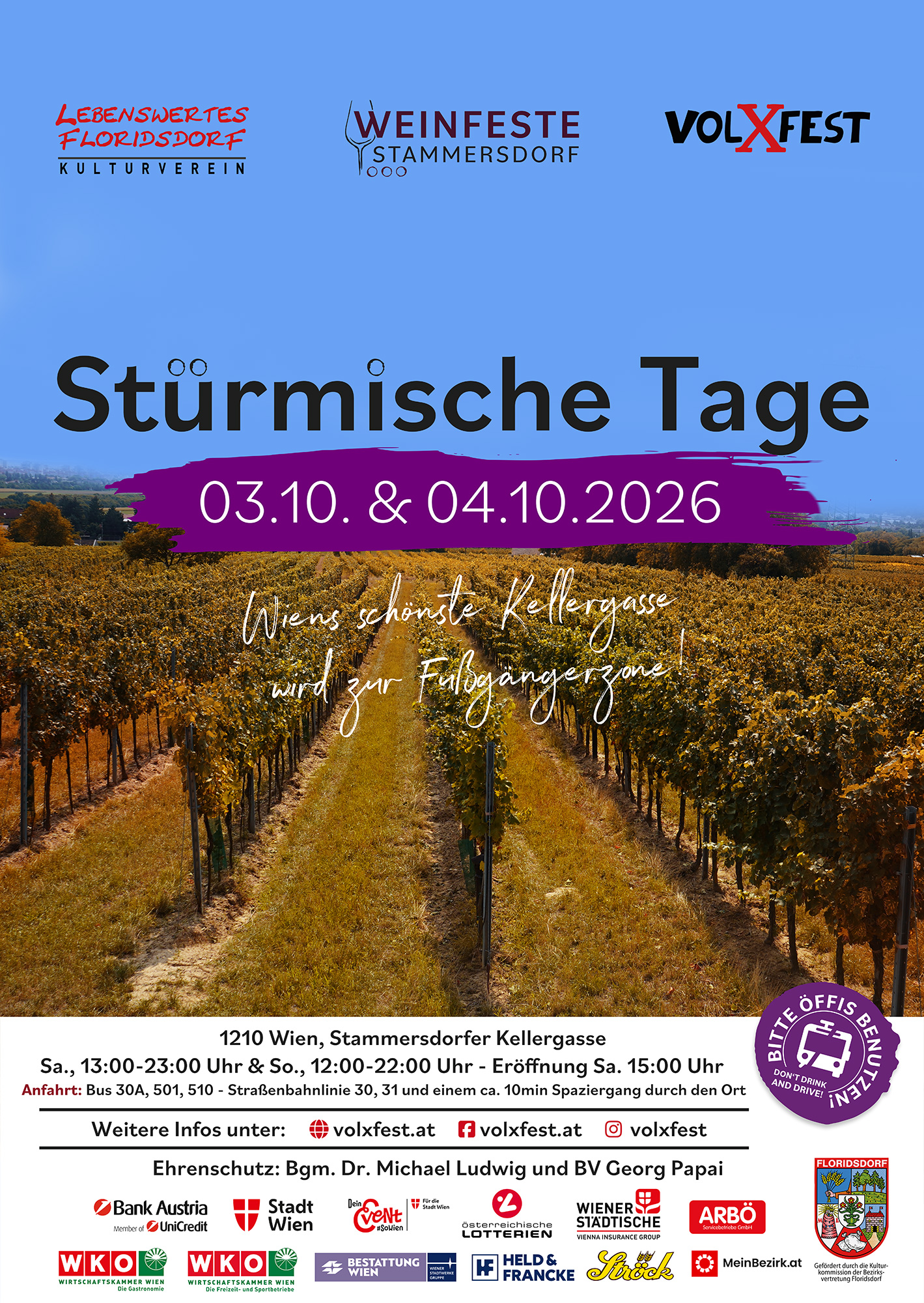 Stürmische Tage am 3. October 2026 @ Stammersdorfer Kellergasse.