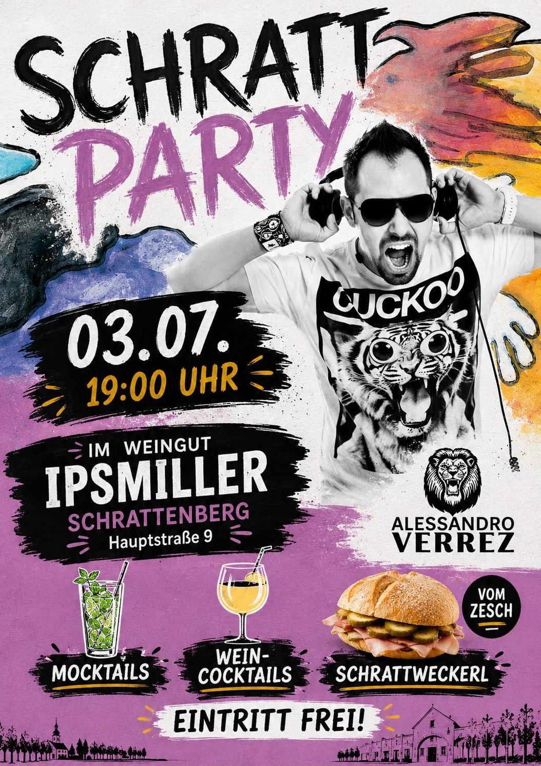 Schratt Party 2026 am 3. July 2026 @ Weingut Ipsmiller.