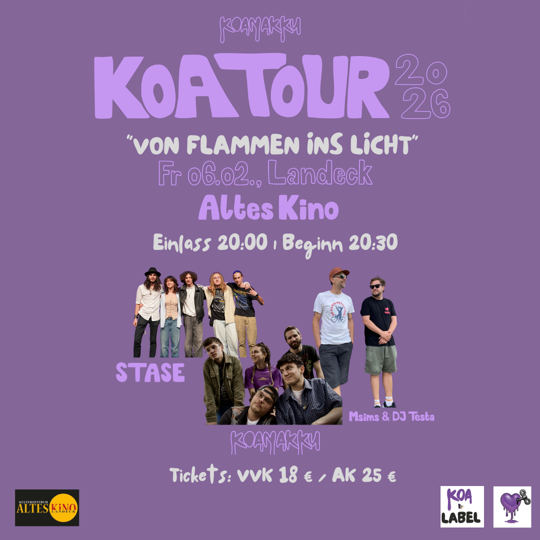 KOAN AKKU – „Von Flammen ins Licht“ am 6. February 2026 @ Altes Kino Landeck.