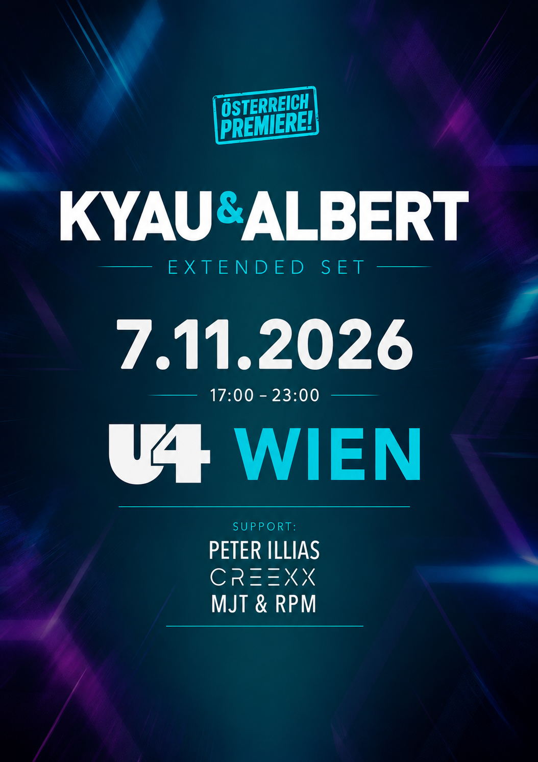 Kyau & Albert (Extended Set) am 7. November 2026 @ U4 Vienna.