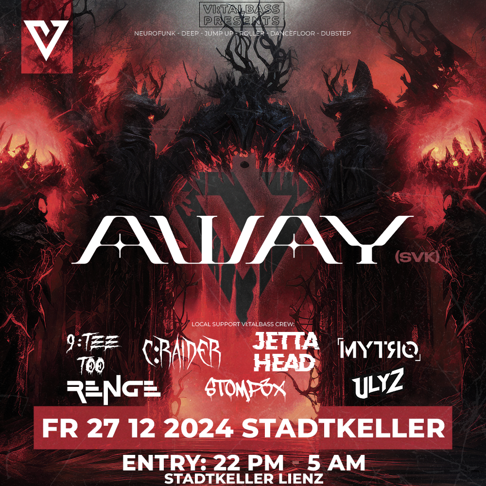 Vi:talBass pres. AWAY am 27. December 2024 @ . Vi:talBass pres. AWAY am 27. December 2024 @ .