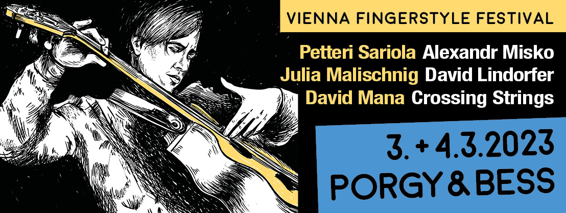 13. Vienna Fingerstyle Festival am 3. March 2023 @ Porgy & Bess. 13. Vienna Fingerstyle Festival am 3. March 2023 @ Porgy & Bess.