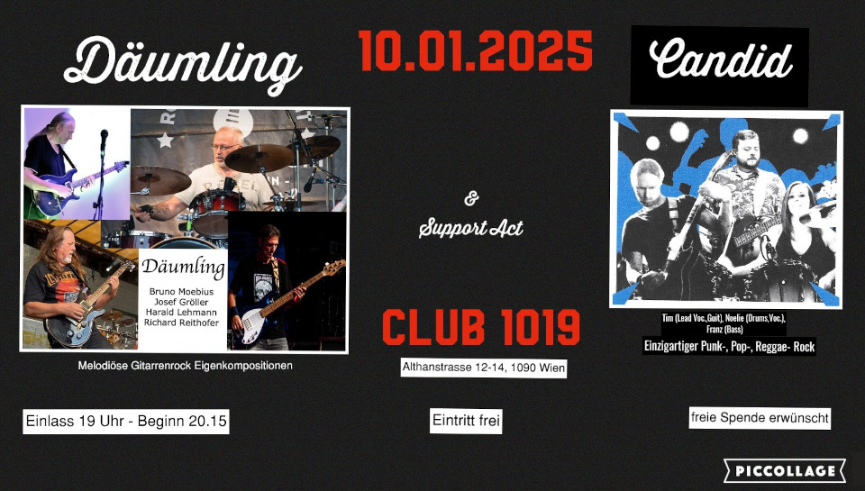 Däumling + Candid am 10. January 2025 @ Club 1019. Däumling + Candid am 10. January 2025 @ Club 1019.