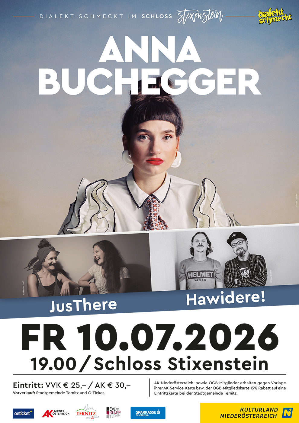 Dialekt schmeckt - Anna Buchegger, Hawidere, JusThere am 10. July 2026 @ Schloss Stixenstein.