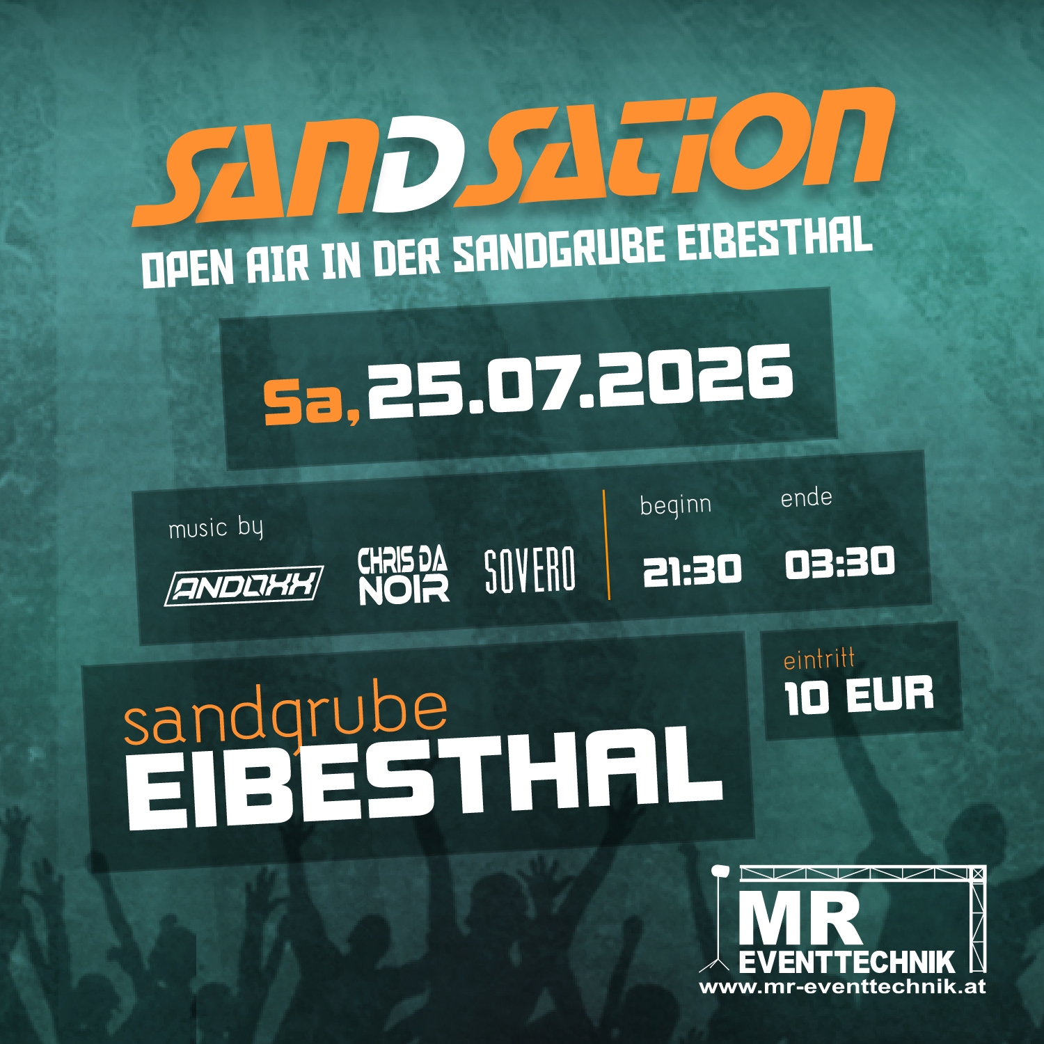 sanDsation 2026 am 25. July 2026 @ Sandgrube Eibesthal.