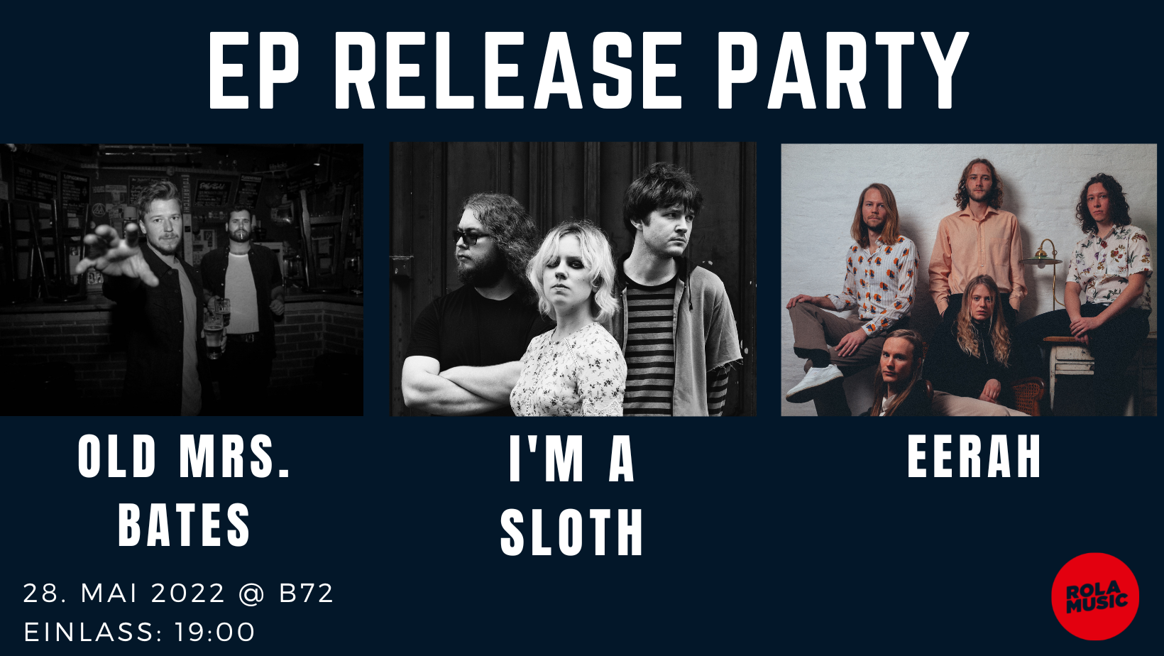 Old Mrs. Bates | EP Release + I'm a Sloth + Eerah am 28. May 2022 @ B72. Old Mrs. Bates | EP Release + I'm a Sloth + Eerah am 28. May 2022 @ B72.