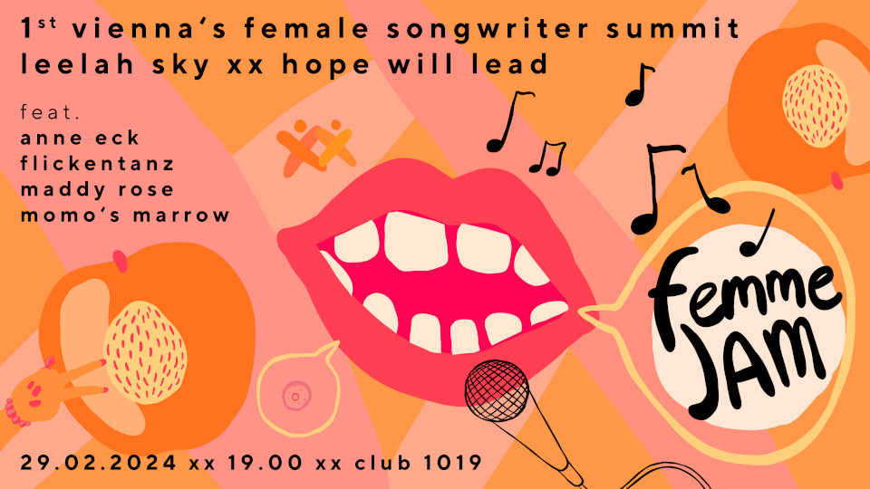 1st femme jam - vienna’s female songwriter summit am 29. February 2024 @ Club 1019.
