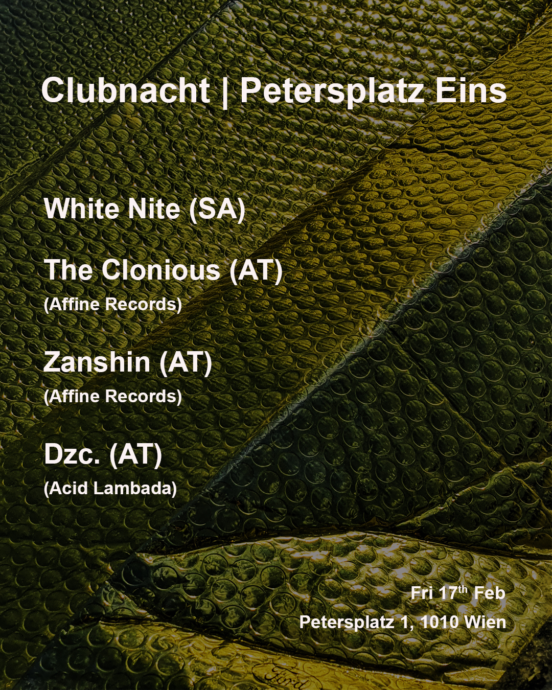 Clubnacht am 17. February 2023 @ Wien.