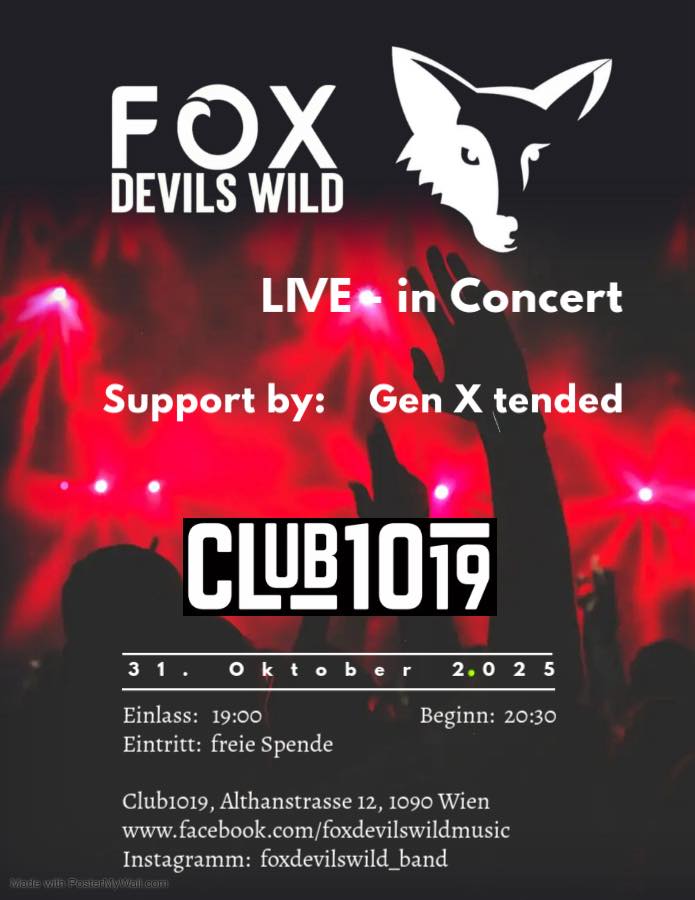 FoxDevilsWild + Gen X tended am 31. October 2025 @ Club 1019.