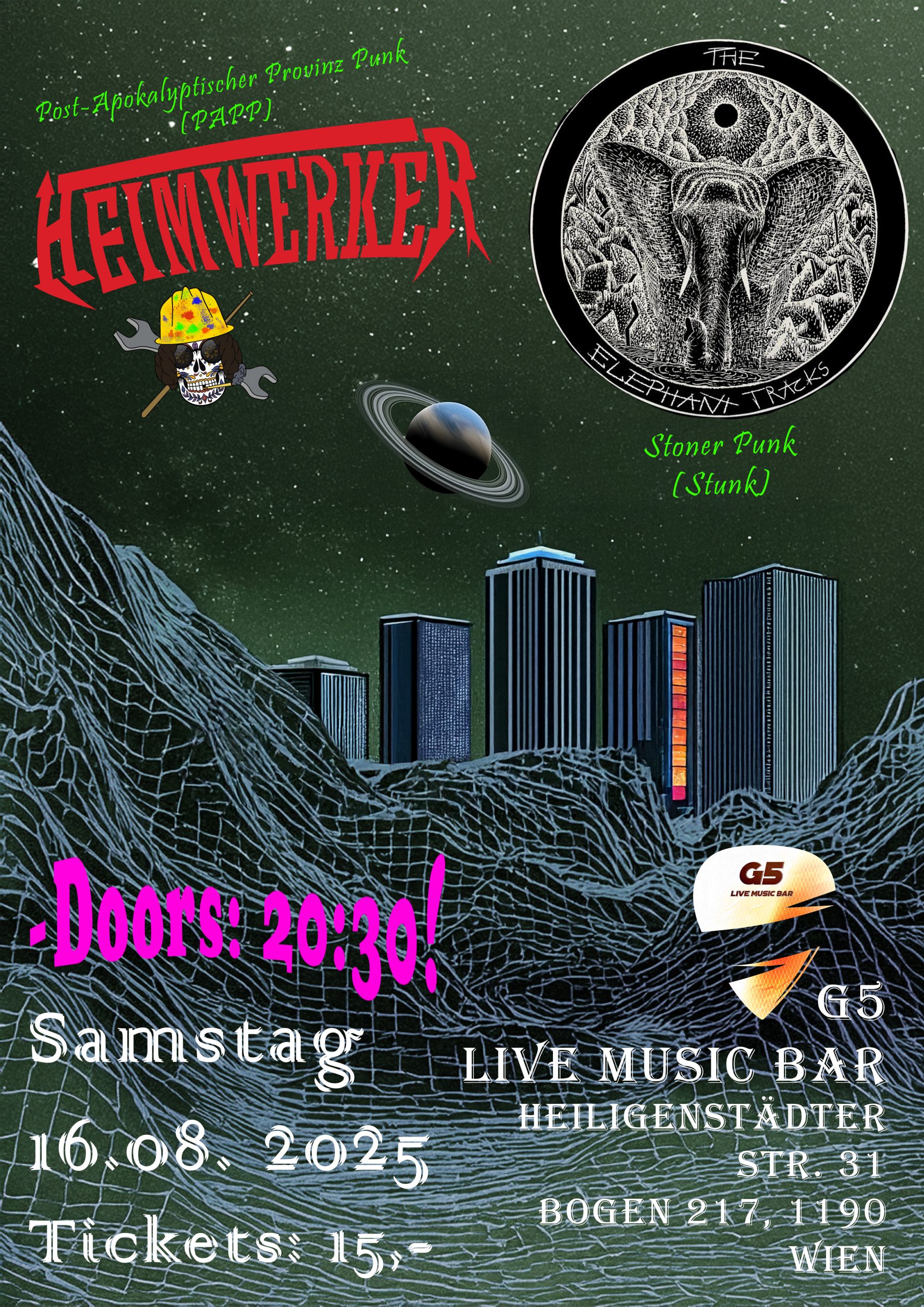 The Elephant Tracks + Heimwerker am 16. August 2025 @ G5 Live-Music-Bar. The Elephant Tracks + Heimwerker am 16. August 2025 @ G5 Live-Music-Bar.