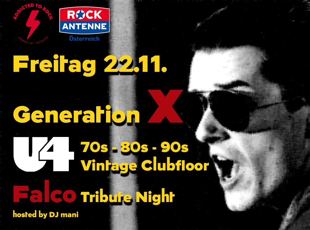 Generation X - U4 Vintage Clubfloor - Falco Tribute Night am 22. November 2024 @ U4. Generation X - U4 Vintage Clubfloor - Falco Tribute Night am 22. November 2024 @ U4.